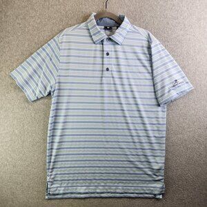 Footjoy Shirt Mens M Blue Stripe Golf Performance Forest Ridge Club Broken Arrow